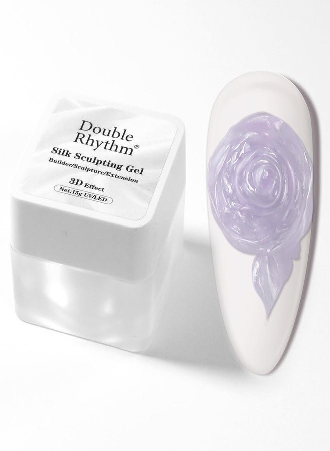 Double Rhythm جل الأظافر ثلاثي الأبعاد ذو الإيقاع المزدوج لؤلؤي صلب للنحت لفن الأظافر غير لزج صلب للبناء والنحت والتشكيل والإطالة قابل للإزالة بالأشعة فوق البنفسجية/LED صالون فن الأظافر في المنزل DIY 0.5 أونصة (بنفسجي-حرير 05) - Image 1