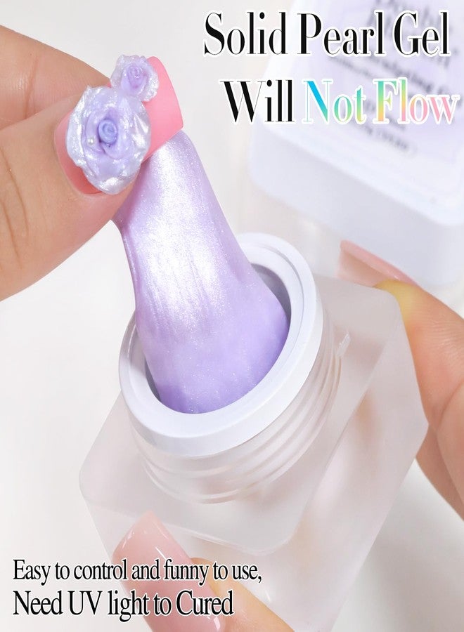 Double Rhythm جل الأظافر ثلاثي الأبعاد ذو الإيقاع المزدوج لؤلؤي صلب للنحت لفن الأظافر غير لزج صلب للبناء والنحت والتشكيل والإطالة قابل للإزالة بالأشعة فوق البنفسجية/LED صالون فن الأظافر في المنزل DIY 0.5 أونصة (بنفسجي-حرير 05) - Image 3