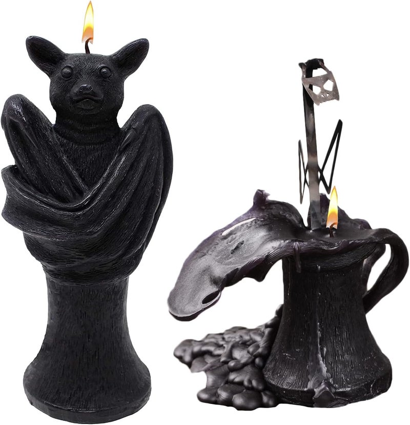 Gute Bat Shaped Candle Decorations Skeleton Inside When It Melts - Decor Skull & Bones Candles - Vegan 100% Vegetable Wax 6x3 inches Vintage Spooky Decoration Home Indoor & Out Rooms - Image 1