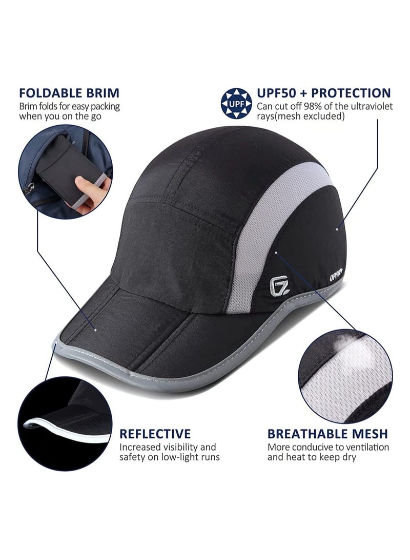 Men Women Baseball Cap, Reflective Folding Outdoor Hat Adjustable Unstructured Design UPF 50+ Sun Protection Sport Hats Uni Baseball Cap, Cools When Wet - Image 4
