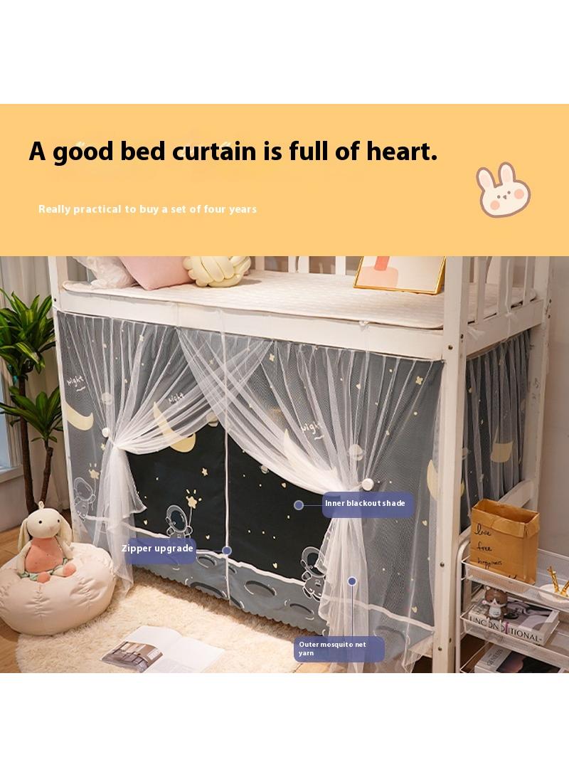 Bluejw Cartoon Pattern Design Lower Deck Zipper Bed Curtain With Mosquito Net - Image 2