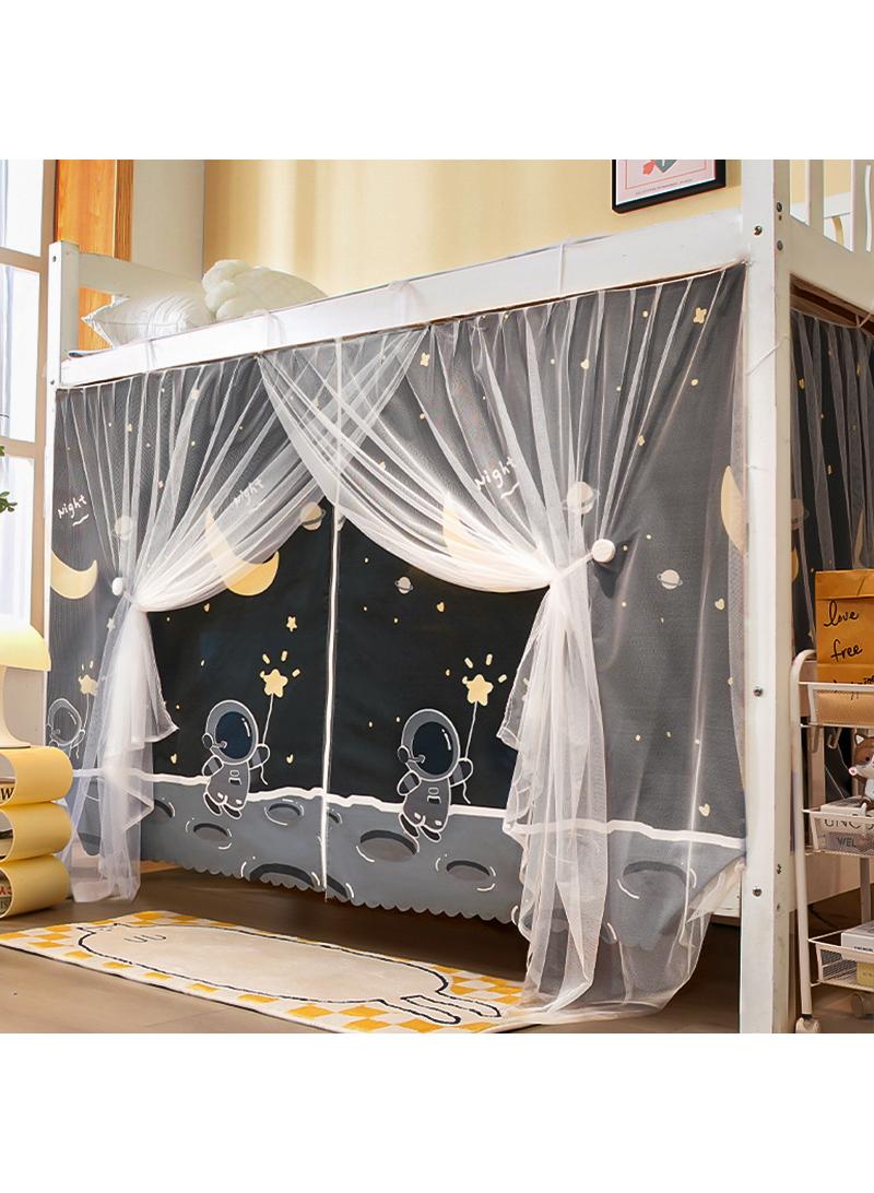 Bluejw Cartoon Pattern Design Lower Deck Zipper Bed Curtain With Mosquito Net - Image 1