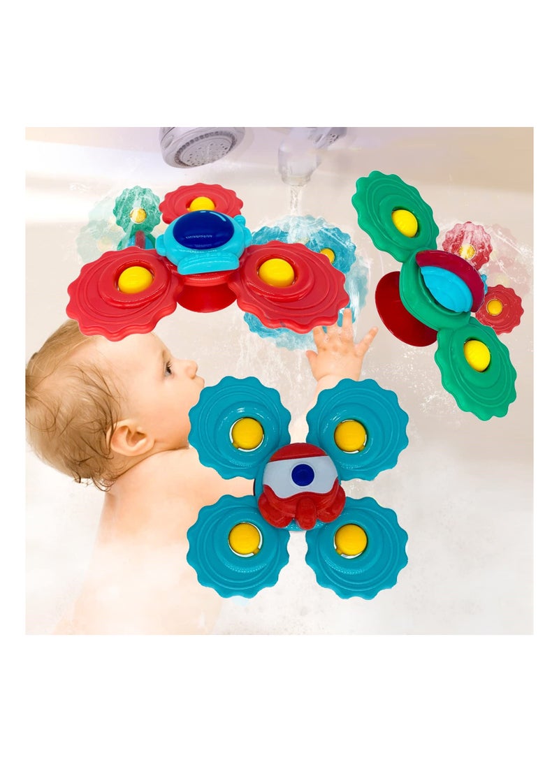 واي آند دي Toddler Spinner Toys, 3 Pack Learning Suction Cup Toy, Baby Water Toy Attractive Stress Relief Animal Interactive Toys for Bath Tub - Image 1