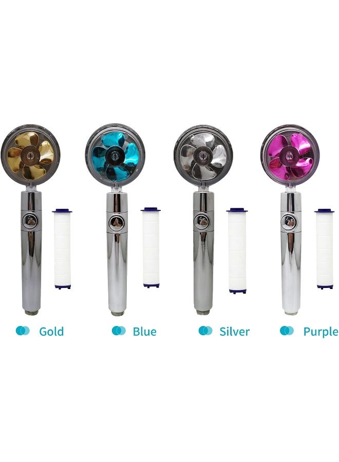 Seedom Handheld Shower Head with Turbo Fan ON/Off Pause Switch Cotton Filter Water Saving High Pressure Showerhead G1/2 360 Degrees Rotating Bathroom Shower Head Bath Handheld Shower Head Replacement  - Image 2