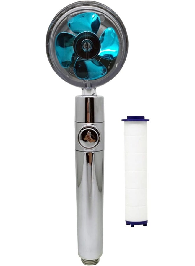 Seedom Handheld Shower Head with Turbo Fan ON/Off Pause Switch Cotton Filter Water Saving High Pressure Showerhead G1/2 360 Degrees Rotating Bathroom Shower Head Bath Handheld Shower Head Replacement  - Image 1
