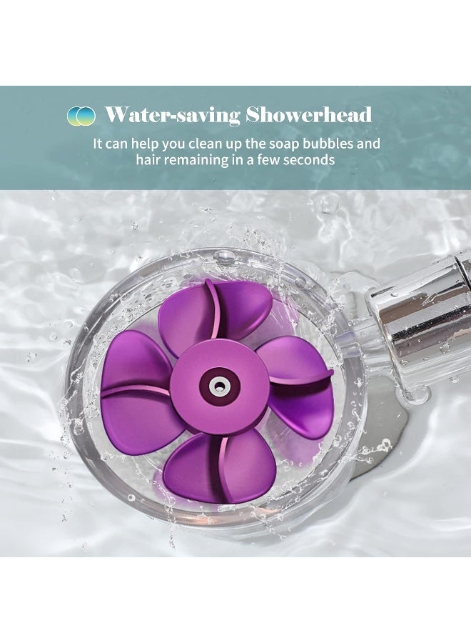 Seedom Handheld Shower Head with Turbo Fan ON/Off Pause Switch Cotton Filter Water Saving High Pressure Showerhead G1/2 360 Degrees Rotating Bathroom Shower Head Bath Handheld Shower Head Replacement  - Image 4