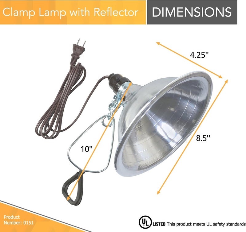Woods Clamp Lamp Light with Aluminum Reflector 150W UL Listed 6 Foot Cord - Image 2