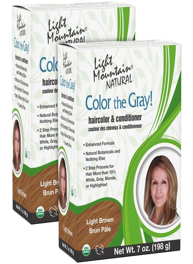 Light Mountain Henna Hair Color & Conditioner, Color the Gray - Light Brown Hair Dye for Men/Women, 2-Step Chemical-Free, Semi-Permanent Hair Color for White, Gray, and Blonde Hair, 7 Oz (Pack of 2) - Image 1