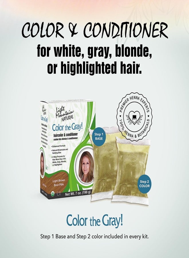 Light Mountain Henna Hair Color & Conditioner, Color the Gray - Light Brown Hair Dye for Men/Women, 2-Step Chemical-Free, Semi-Permanent Hair Color for White, Gray, and Blonde Hair, 7 Oz (Pack of 2) - Image 2