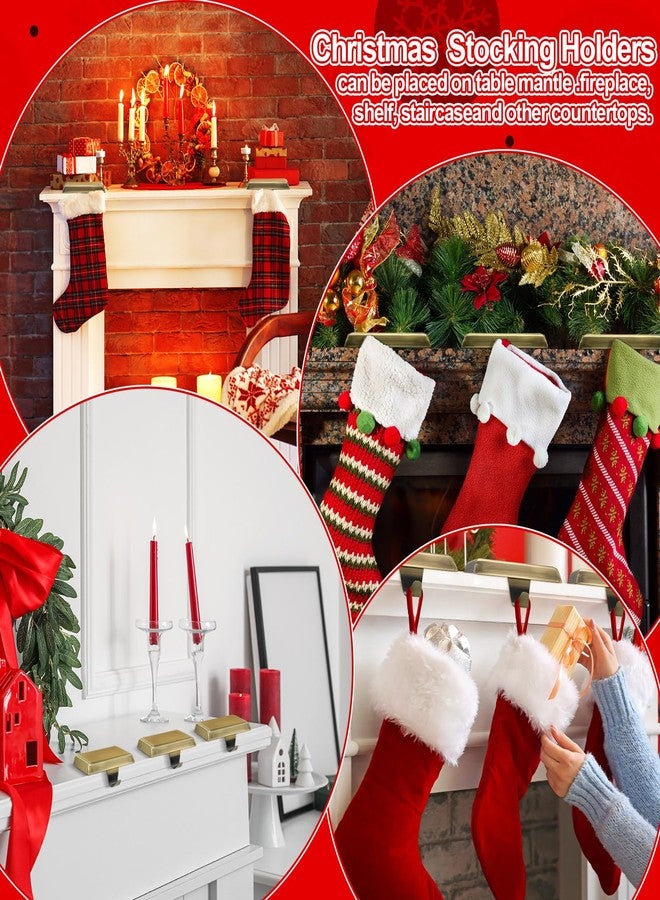 Leinuosen Christmas Stocking Holders Mantel Stocking Hangers Xmas Low Profile Stocking Holder Weighted Mantle Hooks for Stockings Heavy Stocking Holders Bases for Fireplace (Bronze,12 Pcs) - Image 4