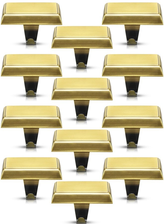 Leinuosen Christmas Stocking Holders Mantel Stocking Hangers Xmas Low Profile Stocking Holder Weighted Mantle Hooks for Stockings Heavy Stocking Holders Bases for Fireplace (Bronze,12 Pcs) - Image 1