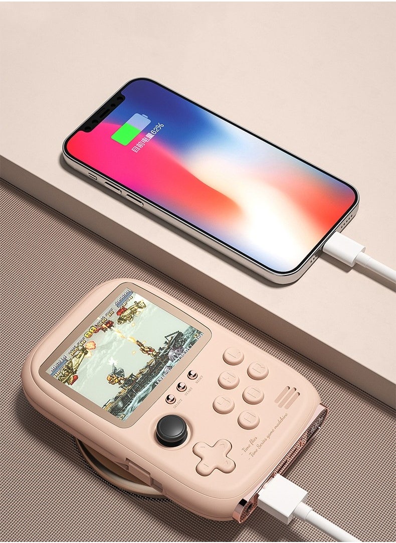 DY-19 New Fun Game Console Power Bank With Line Portable Mobile Power Nostalgic Arcade Handheld Game Console (Single Play 600 mAh) Pink