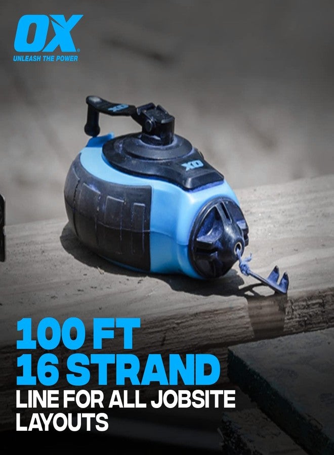 OX Tools OX-P027731 Chalk Line - 100' Thick Line, Curved Hook, 6:1 Gear Ratio, Metal Handle, Easy Top Load, Ergonomic Shape & Rubber Grips - Ideal for Deck Builders, Framers, Roofers - Image 5