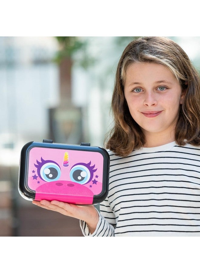 زيبيت علبة أقلام بلاستيكية كبيرة معاد تدويرها للبنات | حافظة أقلام ذات سعة كبيرة | حامل أقلام للأطفال (يونيكورن وردي) - Image 5