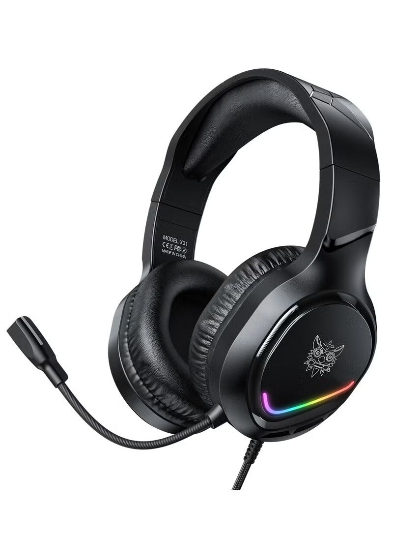 onikuma X31 RGB Gaming Headset 7.1 Surround Sound Noise Canceling Mic ,PC , PS4-3 , Mobile And Xbox - Image 1