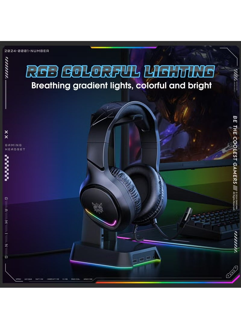 onikuma X31 RGB Gaming Headset 7.1 Surround Sound Noise Canceling Mic ,PC , PS4-3 , Mobile And Xbox - Image 3