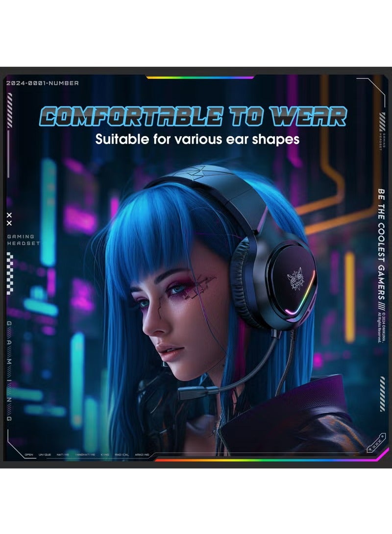onikuma X31 RGB Gaming Headset 7.1 Surround Sound Noise Canceling Mic ,PC , PS4-3 , Mobile And Xbox - Image 4