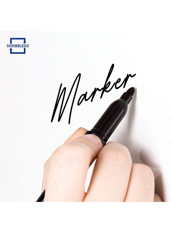 Scribbledo 4 Pack Dry Erase Markers Fine Tip Black Color Low Odor Whiteboard Markers With Eraser Cap - Image 4