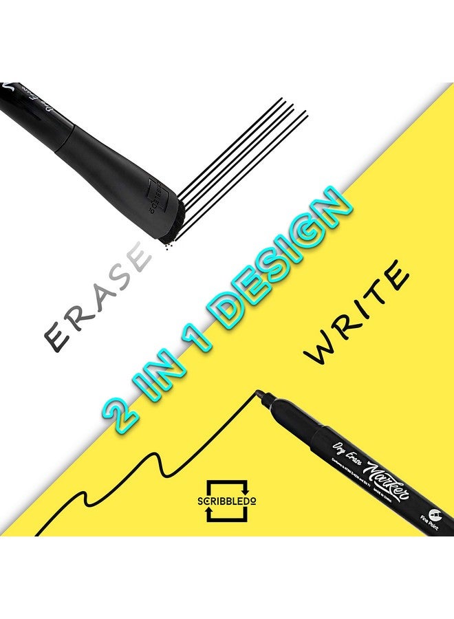 Scribbledo 4 Pack Dry Erase Markers Fine Tip Black Color Low Odor Whiteboard Markers With Eraser Cap - Image 5