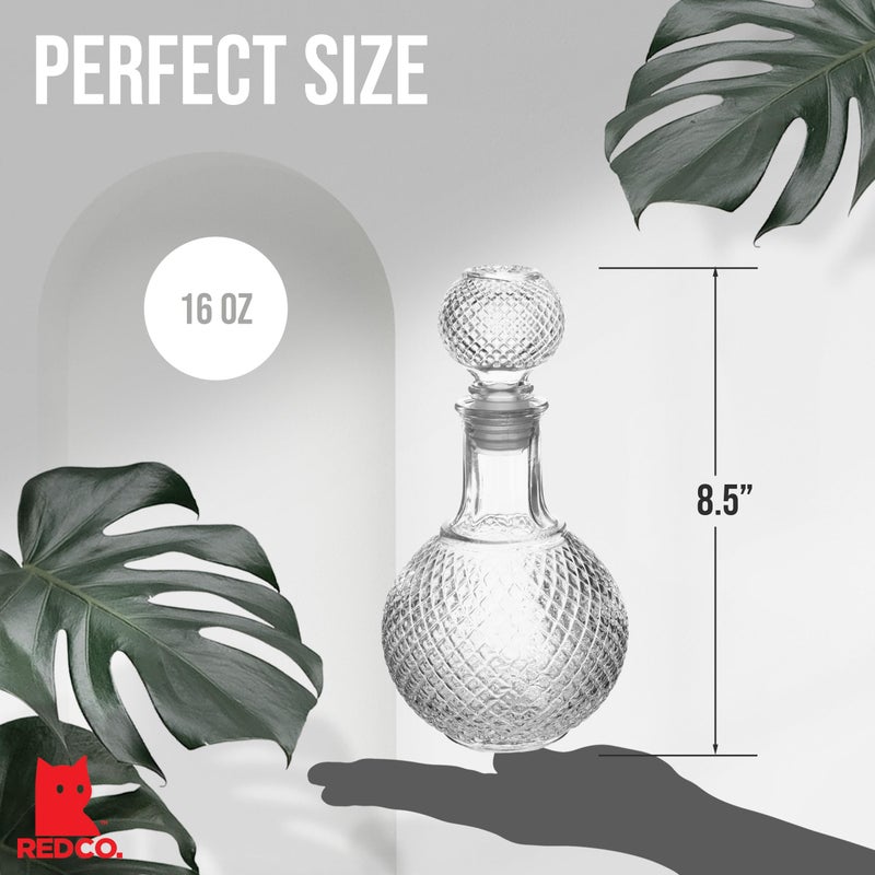 Red Co. European Glass Bottle with Airtight Stopper, Liquor Decanter, 16 Ounce - Image 2