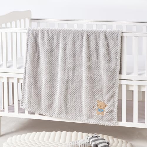 CREVENT 30X40 Cute Cozy Fluffy Warm Baby Blanket for Girls Boys Infants Toddlers Bedding Crib Cot Stroller Baby Shower Birthday Newborns Gift Grey Baby Bear - Image 3