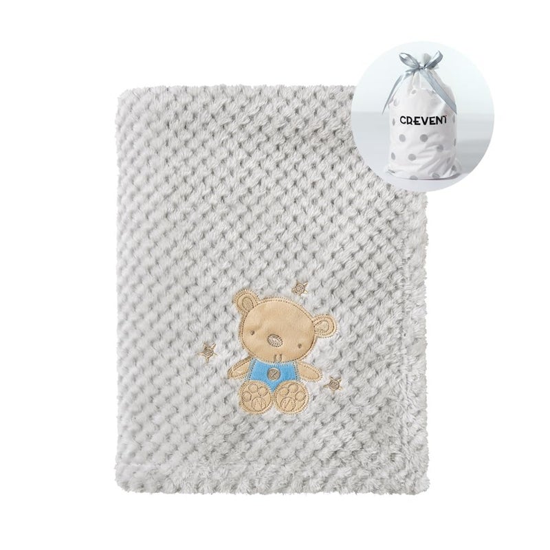 CREVENT 30X40 Cute Cozy Fluffy Warm Baby Blanket for Girls Boys Infants Toddlers Bedding Crib Cot Stroller Baby Shower Birthday Newborns Gift Grey Baby Bear - Image 2