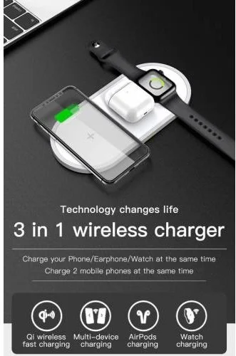 Polhammobile Original Kuulaa 3in1 Wireless Wireless Charger iPhone Compatible IWatch Compatible Airpods Iphone 11 Pro Xs Xs Max Xr
