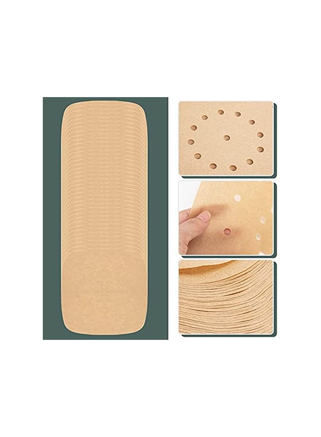 S-TOP Air Fryer Parchment Paper Liners - 8.5 inch Pre Cut Baking Paper Cooking Sheets Perforated Parchment Paper for Air Fryer Bamboo Steamer Basket Square 100 PCS - Image 3