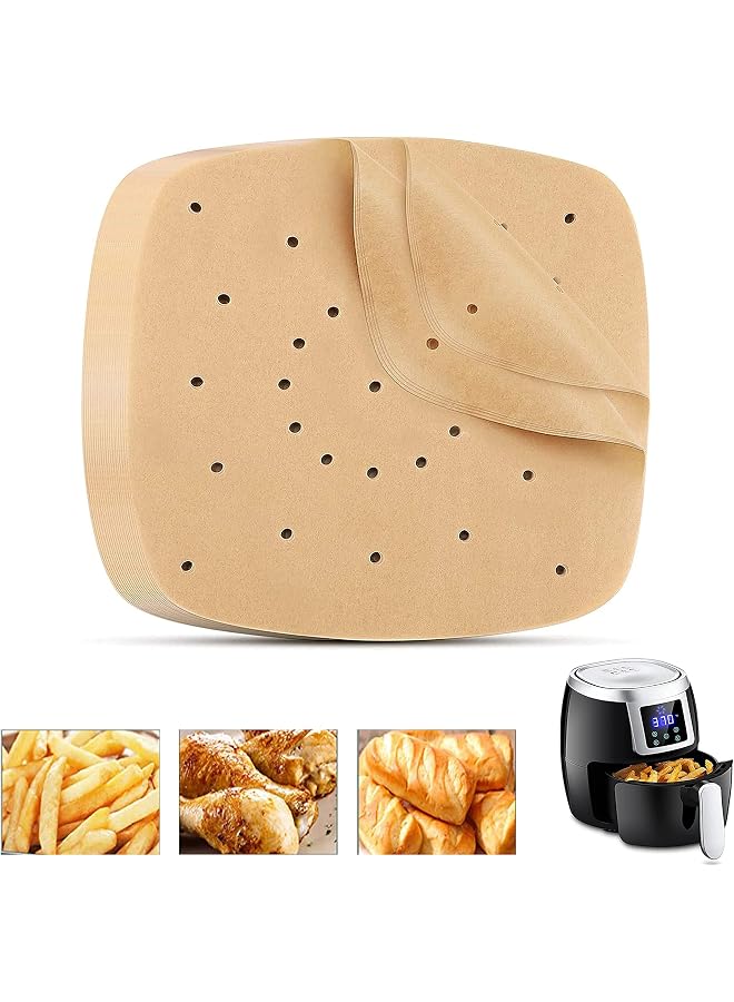 S-TOP Air Fryer Parchment Paper Liners - 8.5 inch Pre Cut Baking Paper Cooking Sheets Perforated Parchment Paper for Air Fryer Bamboo Steamer Basket Square 100 PCS - Image 1