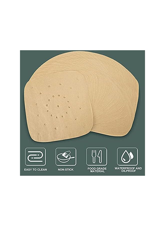 S-TOP Air Fryer Parchment Paper Liners - 8.5 inch Pre Cut Baking Paper Cooking Sheets Perforated Parchment Paper for Air Fryer Bamboo Steamer Basket Square 100 PCS - Image 2