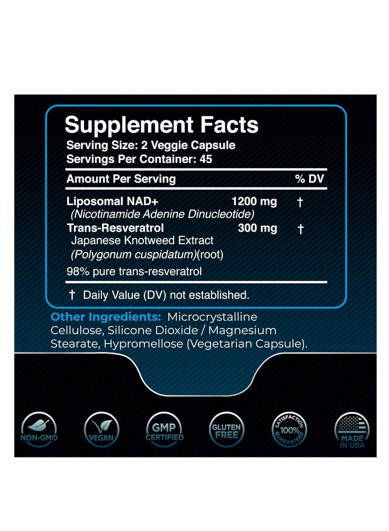 WELLNESS LABSRX NAD Supplement, 1500mg - Liposomal NAD+ Supplement with Resveratrol, NAD Plus Boosting - Support Cellular Health, Stamina & Healthy Aging - Ultra Strength Capsules, USA Made - Image 2