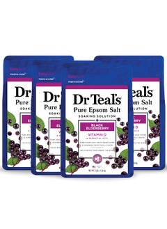 Dr Teal's Pure Epsom Magnesium Salt Soak, Black Elderberry with Vitamin D, 3 lbs (Pack of 4)
