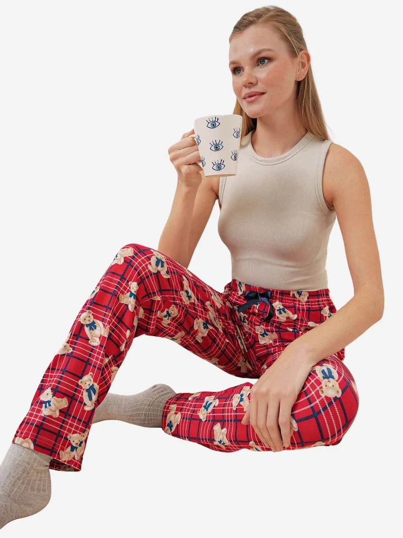 Big Dart Red BDART Patterned Mid Waist Lounge Bottoms for Women | Best Price UAE
