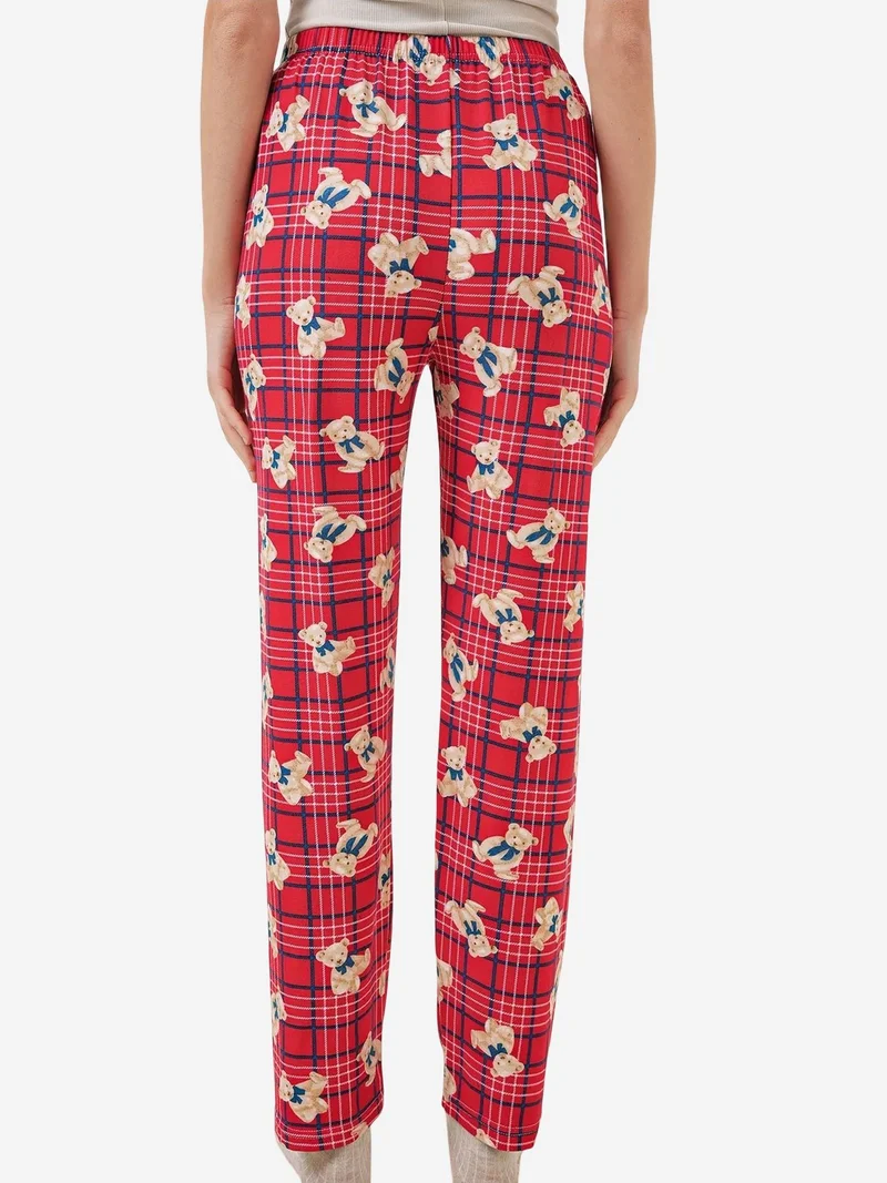 Big Dart Red BDART Patterned Mid Waist Lounge Bottoms for Women | Best Price UAE