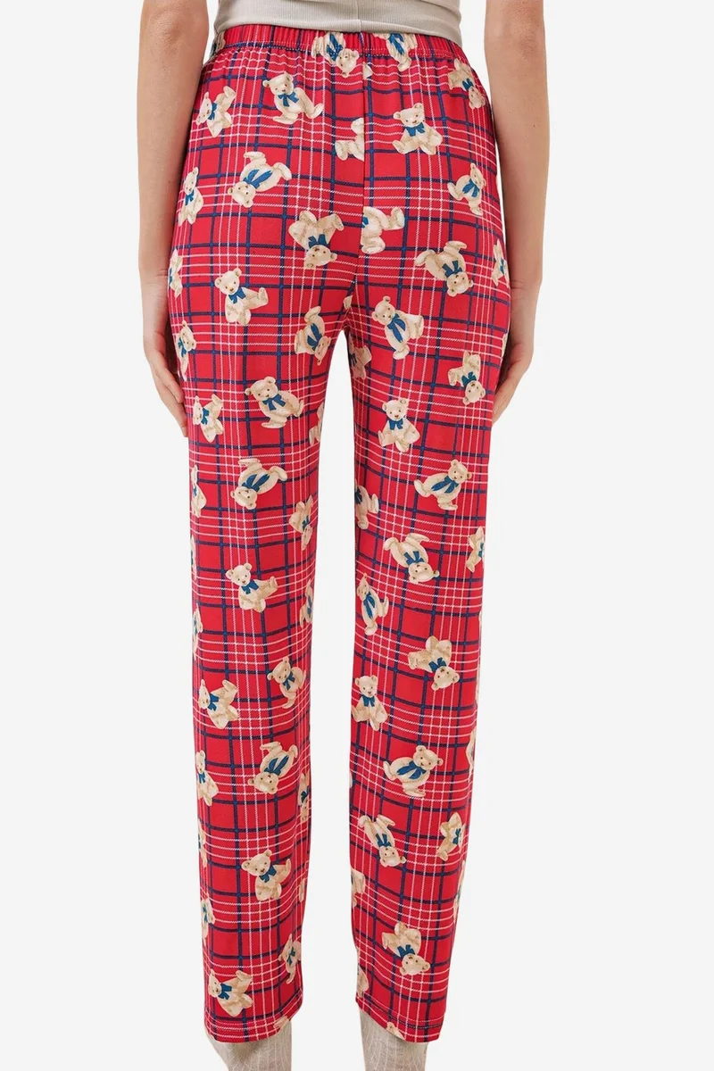 Big Dart Red BDART Patterned Mid Waist Lounge Bottoms for Women | Best Price UAE