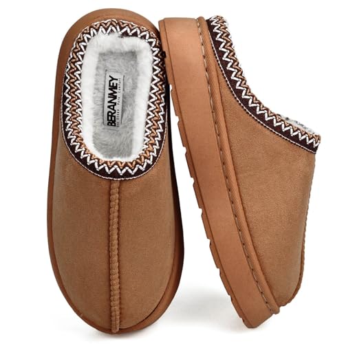 BERANMEY Fuzzy Memory Foam Slippers for Women Men Cozy Platform House Shoes with Anti-Slip Sole Warm Plush Lined Non-Slip Indoor Outdoor Short Ankle Slippers - Image 1