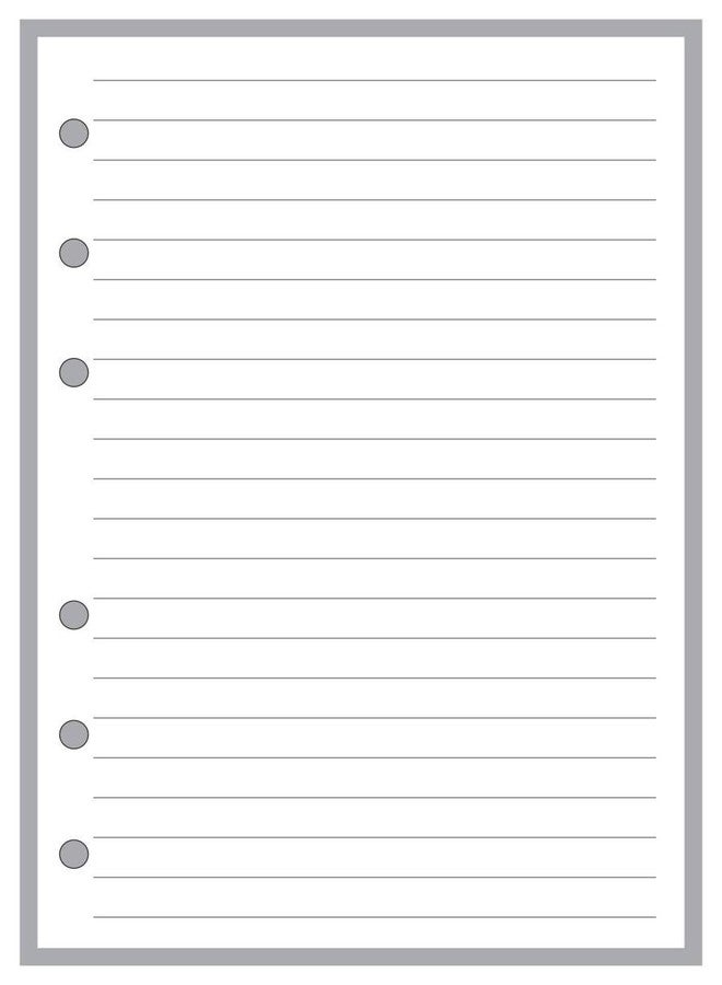 B6 Size Simple Lined Note Paper Planner Insert, Sized and Punched for 6-Ring Notebooks 4.9" x 6.9" (125mm x 176mm)