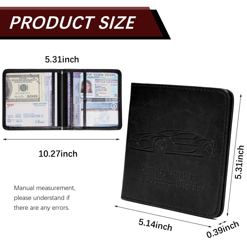 Peisicne Car Registration and Insurance Holder, Vehicle Glove Box Car Organizer with Magnetic Closure for Documents, Cards, License Car Organization, 1-Pack Black - Image 4