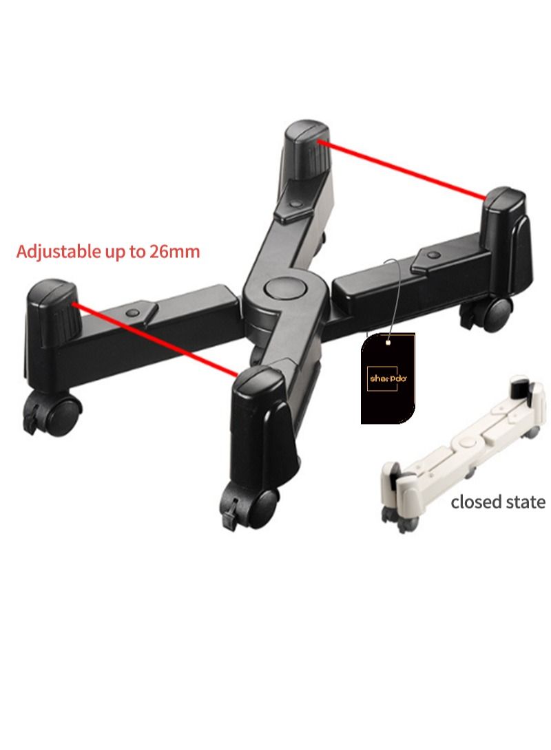 Sharpdo X-Frame Adjustable Computer Tower Stand, 4 Brake Casters, Holder Cart for Office Home, ABS Mobile CPU Holder, for Gaming PC/Printer, Black  - Image 2