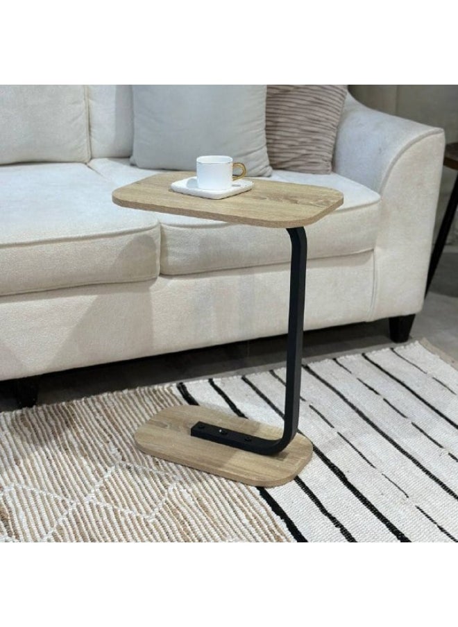 C Shape Side Table with Metal Frame for Coffee Table, Bedside, Sofa, Laptop Stand End Table for Living Room, Bedroom Bedside Table Size 40*60*30cm