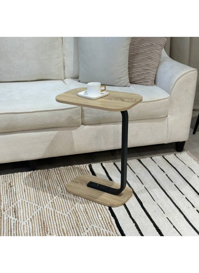 C Shape Side Table with Metal Frame for Coffee Table, Bedside, Sofa, Laptop Stand End Table for Living Room, Bedroom Bedside Table Size 40*60*30cm