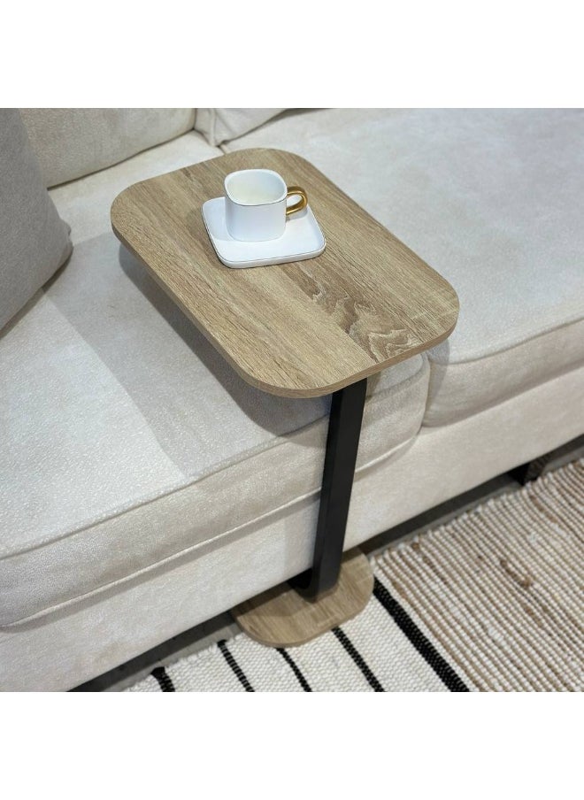 C Shape Side Table with Metal Frame for Coffee Table, Bedside, Sofa, Laptop Stand End Table for Living Room, Bedroom Bedside Table Size 40*60*30cm