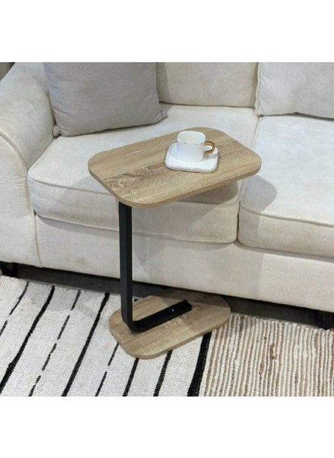 C Shape Side Table with Metal Frame for Coffee Table, Bedside, Sofa, Laptop Stand End Table for Living Room, Bedroom Bedside Table Size 40*60*30cm