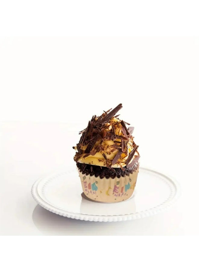 Eid Mubarak Cupcake Liners, Black and Gold, 50-Pack, Paper Baking Cups for Dessert Table Decorations (Cream) - view 3