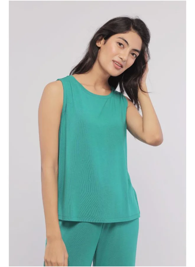 NeceSera Green Sleeveless Cropped Top
