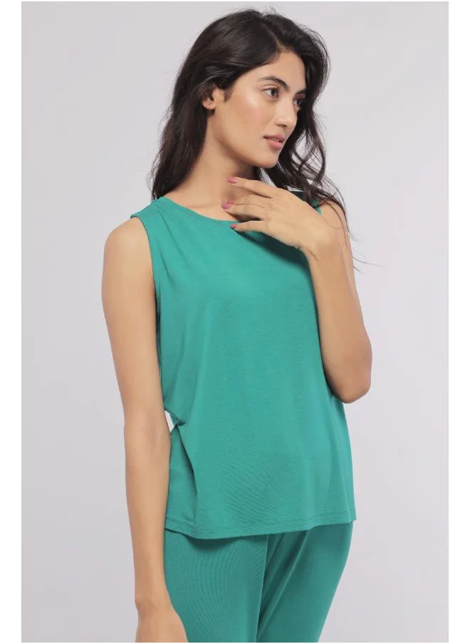 NeceSera Green Sleeveless Cropped Top