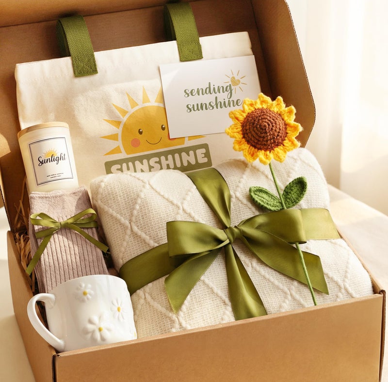 Mirasphere Sunshine Gifts for Women - Hello Sunshine Gift Sunflower Box for Women Best Friends - Thinking of You Self Care Get Well Soon Gift Baskets for Woman -Care Package Birthday Gift Boxes for Female, Mom - Image 1