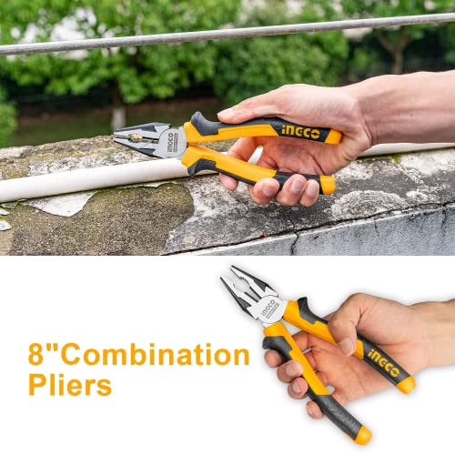 INGCO Pliers Set, 3 PCS PACK, 8" Combination Pliers, 6" Diagonal Cutting Pliers, 6" Long Nose Pliers - Image 4