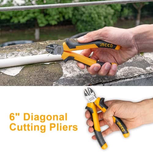 INGCO Pliers Set, 3 PCS PACK, 8" Combination Pliers, 6" Diagonal Cutting Pliers, 6" Long Nose Pliers - Image 5