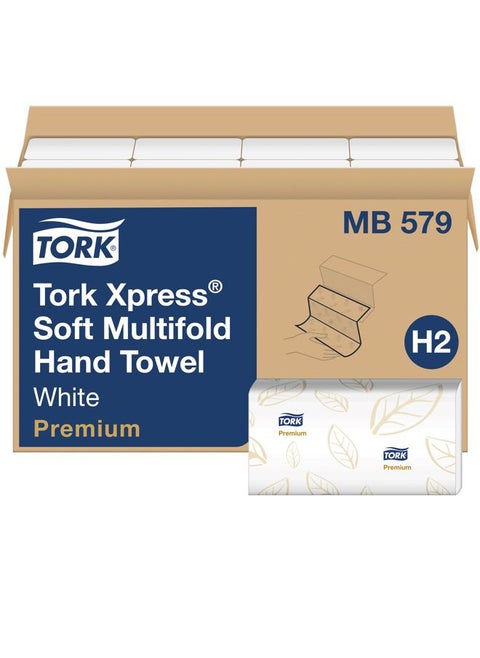 Premium MB579 Soft Xpress Multifold Paper Hand Towel, 3-Panel, 2-Ply, 9.125" Width x 9.5" Length, White (Case of 16 Packs, 135 per Pack, 2.160 Towels)